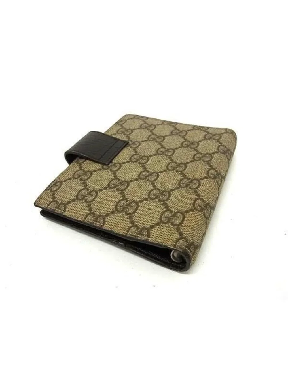 Gucci Notebook Cover GG Supreme Beige Brown Leather System 6 Holes Agenda